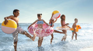 Kids playing in sea